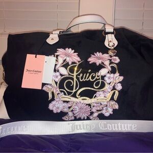 Juicy Couture Black and Pink Floral ‘In Bloom’ Duffle